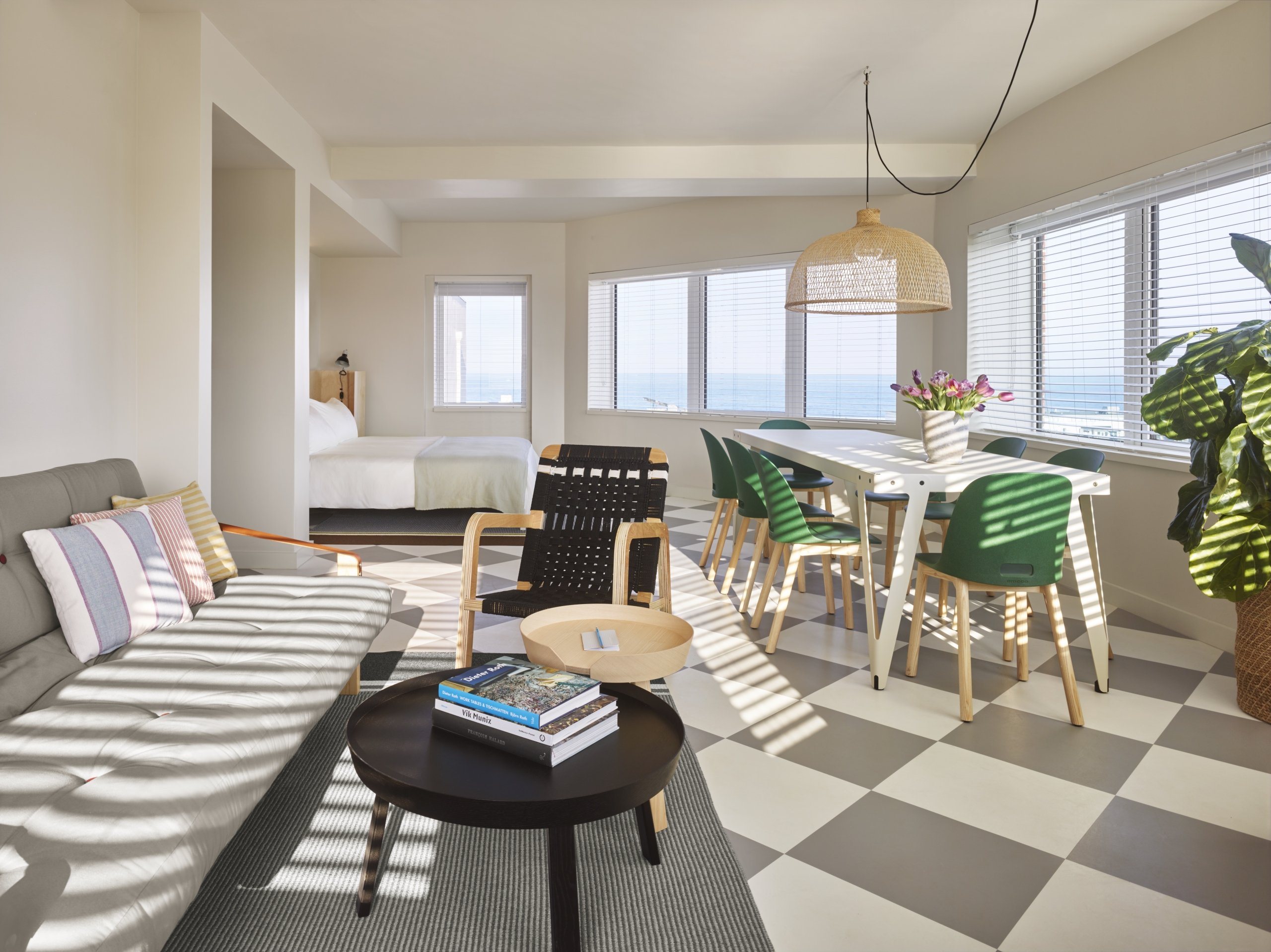 living room with dining area