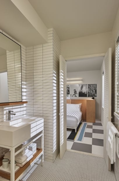 bathroom with view of bedroom