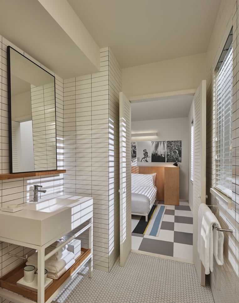 bathroom with view of bedroom