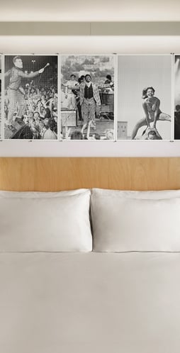 bed with built-in side tables