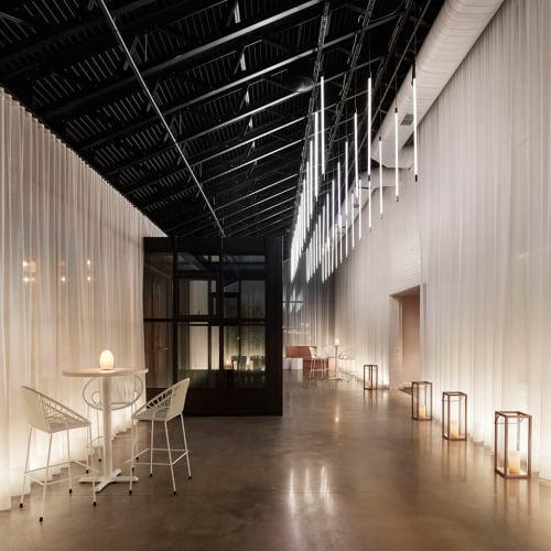 In door event space with cruiser tables