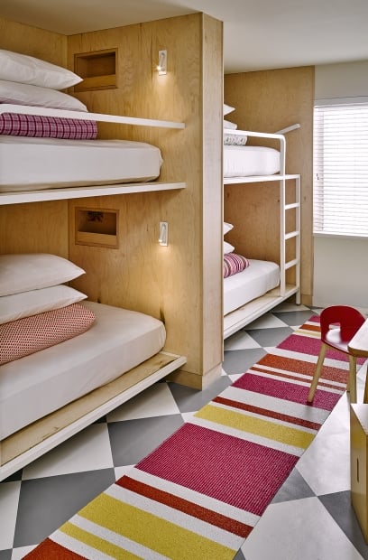 bedroom with four bunkbeds