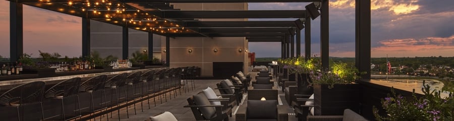 Salvation rooftop lounge area at sunset