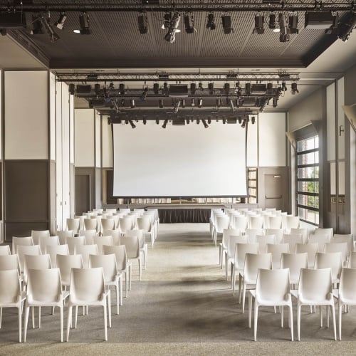 The interior of The Asbury Hall Theater setup for an event