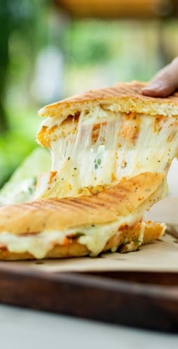 A gooey, grilled panini, a satisfying comfort meal at The Asbury Hotel in Asbury Park.